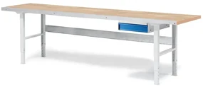 Dielenský stôl SOLID so zásuvkou, nosnosť 750 kg, 2500x800 mm, dub