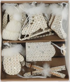 Set vianočných ozdôb v štrikovanom dizajne – béžový 13 × 11 cm