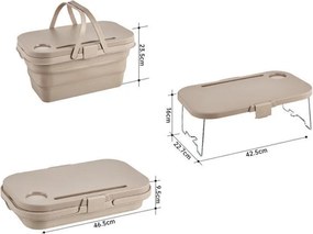 Skladací piknikový kôš TRIGO 3v1, sivý