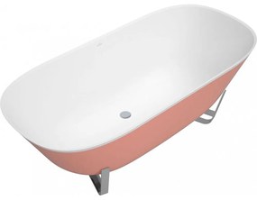 VILLEROY &amp; BOCH Antheus voľne stojaca vaňa z materiálu Quaryl, s nerezovou podnožou, odtok v strede, 1750 x 800 x 632 mm, Colour on Demand, Stone White, UBQ175ANH7F4BCV-RW