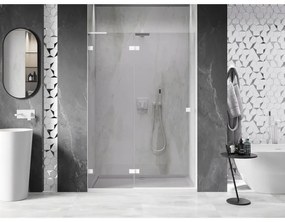 Mexen Lunar L, ľavé otočné sprchové dvere 140 cm, 8mm číre sklo, biely profil, 834L-140-000-20-00-L