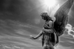 Obraz nádherný čiernobiely anjel na nebi - 90x60