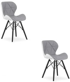 Set dvoch jedálenských stoličiek LAGO ekokoža, sivé / biele / čierne (2 ks)