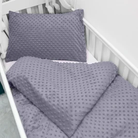 Biante Detské posteľné obliečky do postieľky Minky 3D bodky MKP-004 Tmavo sivé Do postieľky 90x120 a 40x60 cm