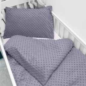 Biante Detské posteľné obliečky do postieľky Minky 3D bodky MKP-004 Tmavo sivé Do postieľky 90x130 a 40x60 cm