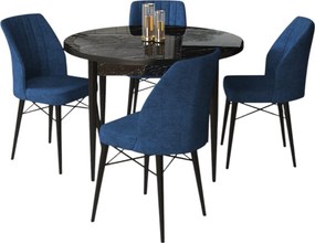 Jedálenský set Roxie (mramor čierny + námornícka modrá) (pre 4 osoby). Akcia -19%. Vlastná spoľahlivá doprava až k Vám domov. 1144558