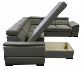 Rozkladacia sedacia súprava s univerzálnym U-rohom a úložným priestorom GRANADA tm. sivá