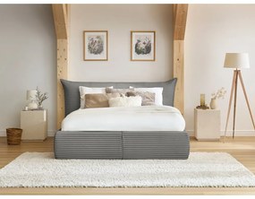 Sivá čalúnená dvojlôžková posteľ s úložným priestorom a roštom 160x200 cm Jade – Bobochic Paris