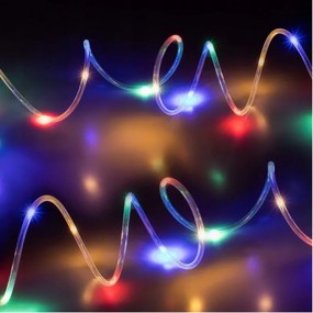 SPRINGOS LED svetelný had Nano 5 m, 50 LED, IP44, 8 svetelných módov, 3x AA, multicolor