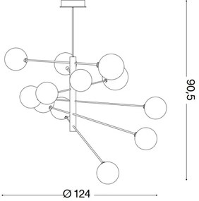 Ideal Lux - LED Luster na tyči EQUINOXE 12xG4/2W/230V pr. 124 cm mosadz/číra