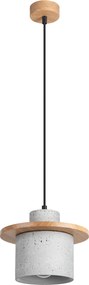 Závesné svietidlo Mab, 1x betónové/drevené tienidlo