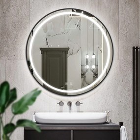 Okrúhle dotykové zrkadlo s LED osvetlením MMJ 70 cm čierne
