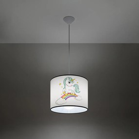 Detské závesné svietidlo Unicorn, 1x plastové tienidlo so vzorom, (fi 30cm)