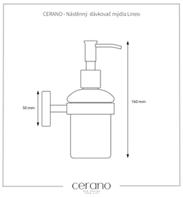 CERANO - Nástenný dávkovač mydla Lineo - čierna matná, mliečne sklo, CER-CER-479809