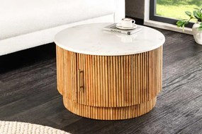Drevený konferenčný stolík s mramorovou doskou Pathum mango 60cm