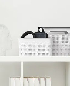 Úložný box s rúčkami BRISEN 7l, 26x18x21cm, biely S vekom / Bez veka: Bez veka