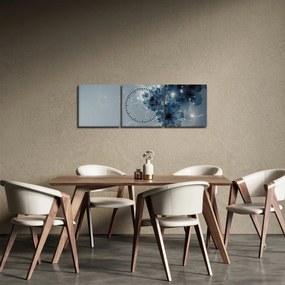Obraz - Nežné kvety (s hodinami) (90x30 cm)