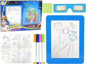 LEAN Toys Magická podsvietená 3D tabuľa s okuliarmi, modrá