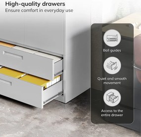 Modulárna kovová multifunkčná skriňa so zásuvkou sivá MEGAN 1850 x 900 x 400 mm