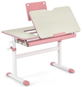 Výškovo nastaviteľný detský stôl, s naklápacou doskou | ružový