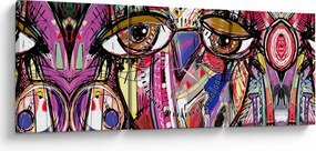 Obraz - Street art - sova (s hodinami) (90x30 cm)