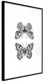 Artgeist Plagát - Two Butterflies [Poster] Veľkosť: 20x30, Verzia: Čierny rám s passe-partout