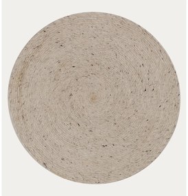 Ručne tkaný vlnený okrúhly koberec vo svetlosivej a slonovinovej farbe ø 200 cm Takashi – Kave Home