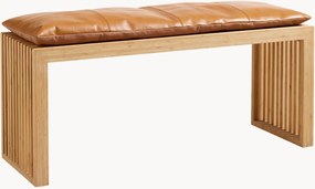 Lavica z mahagónového dreva's koženou poduškou Rib