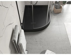 Mexen Flow+, štvrťkruhová asymetrická sprchová vanička, pravá, 100 x 90 cm, čierna matná, 46Q709010RH