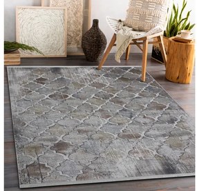 Moderný koberec LUCE 75 vzor Marocký ďatelina vintage - Štrukturálny sivá / horčica Veľkosť: 115x170 cm
