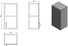 Aqualine, SIMPLEX ECO závesná skrinka 30x60x24cm, SIME330