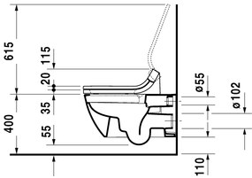 Duravit Happy D.2 - Závesné WC Rimless® 620x365 mm, Hygiene Glaze, biela 2550592000
