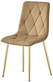 Set dvoch jedálenských stoličiek LIBRA zamatové, hnedé / zlaté nohy (2 ks)