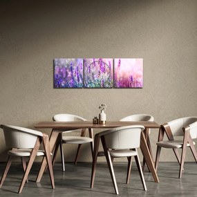 Obraz - Levanduľa vo trblietania slnka (s hodinami) (90x30 cm)