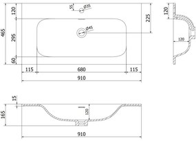 Mexen Orio, kúpeľňová skrinka 90 cm s umývadlom Vela, 2 zásuvky, biela lesklá, 91A10-09047-2-BFF00-W23M00