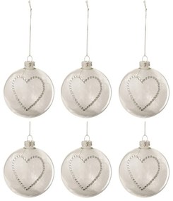 6ks dúhová vianočná sklenená ozdoba s korunkou a pierkami - Ø 8 cm