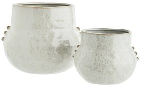 MADAM STOLTZ Kameninový obal na kvetináč Off White