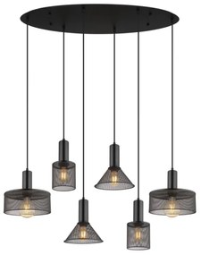 Globo 15648-6H - Luster na lanku JEDD 6xE27/60W/230V čierna