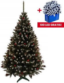 Zasnežený vianočný stromček smrek s jarabinou 220 cm