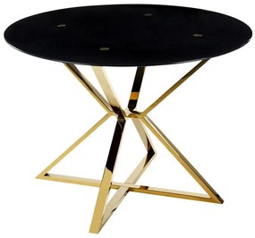 Okrúhly jedálenský stôl so sklenenou doskou ⌀ 105 cm čierna/zlatá BOSCO Beliani