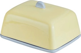 BUTTER Dóza na maslo keramická - žltá/modrá