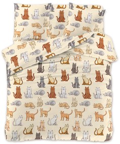 Obliečky z mikrovlákna COLORED CATS krémové Rozmer obliečky: 70 x 90 cm | 140 x 200 cm