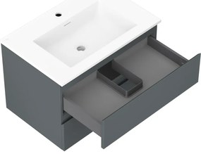 Mexen Orio, kúpeľňová skrinka 70 cm s umývadlom Otis, 2 zásuvky, grafitová matná/biela matná, 91A10-07047-2-BFF66-W18M01