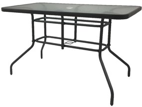 Kontrast Záhradný stôl BERGAMO s otvorom pre slnečník 140 x 80 x 70 cm čierny