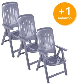 Umelohmotná záhradná stolička 3+1 zadarmo - sivá