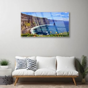 Obraz na skle Záliv skaly more krajina 120x60 cm