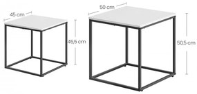 Set dvoch štvorcových konferenčných stolíkov - biele (čierne nohy)