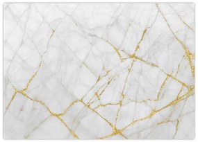 Sklenený obraz - Bielo-zlatý mramor (70x50 cm)