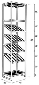 Čierna kovová vinotéka na 20 fliaš, 48x180 cm Cantor - Zuiver