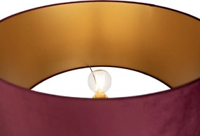 Stojacia lampa čierna trojnožka s červeným tienidlom so zlatým interiérom 50cm - Puros